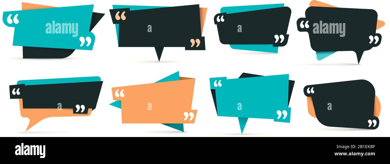 Preventivo tra virgolette. Frame di commento, frame per idea e set di vettori modello di preventivo Illustrazione Vettoriale