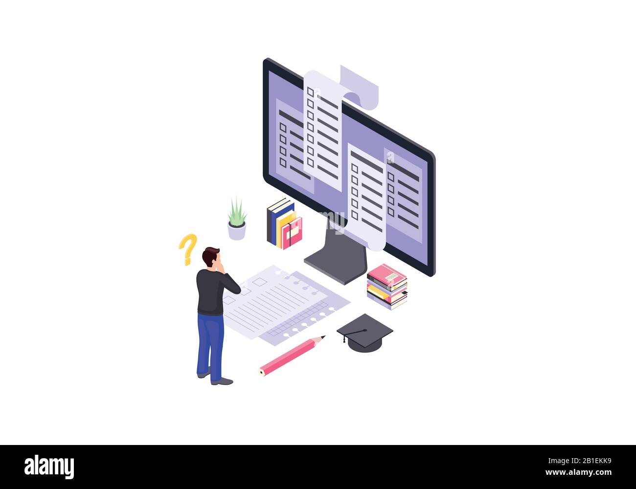 Illustrazione del vettore di colore isometrico di prova in linea Illustrazione Vettoriale