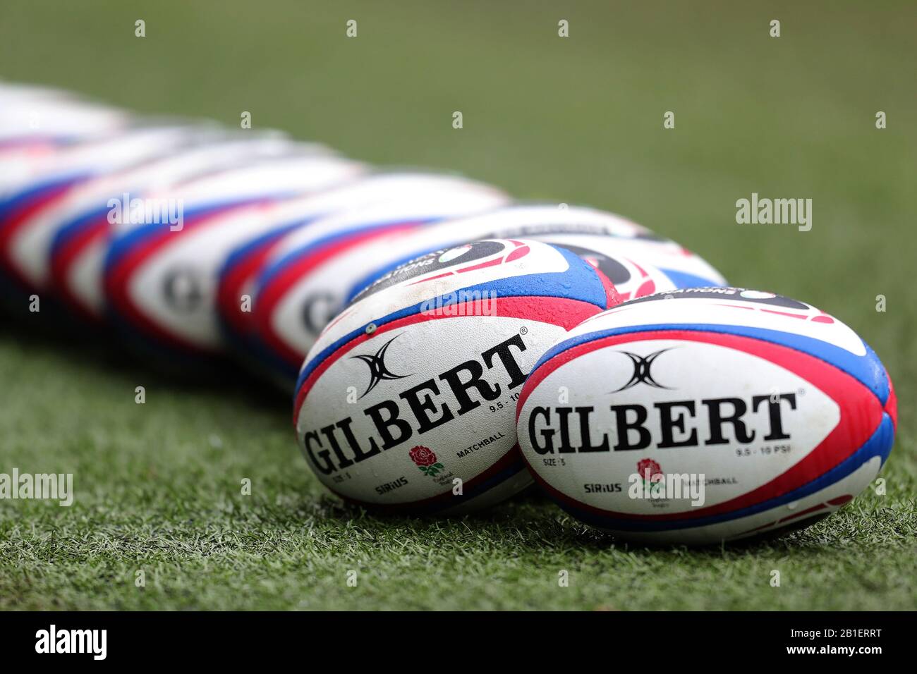 PALLONI UFFICIALI GILBERT RUGBY, INGHILTERRA V IRLANDA, 2020 Foto Stock