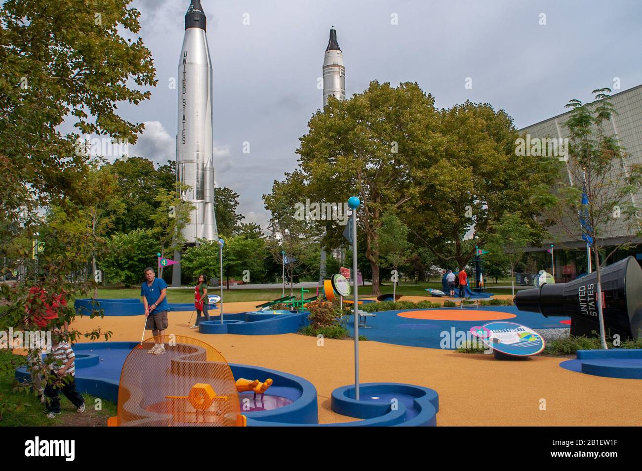 Titan II a razzo con capsula Gemini, razzo giardino, sala della scienza, Il Flushing Meadow Park, Queens, a New York City, Stati Uniti d'America Foto Stock
