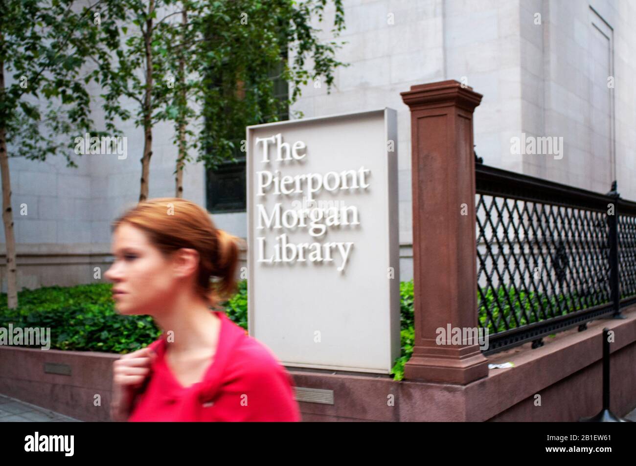 Pierpont Morgan Library Segno. New York City. Manhattan New York City NYC NY Murray Hill Morgan Library and Museum Pierpont Morgan Library McKim buildi Foto Stock