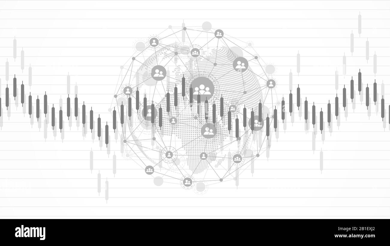 Contesto del mercato azionario o grafico commerciale del forex per il concetto di investimento finanziario. Presentazione aziendale per il vostro progetto. Tendenze economiche Illustrazione Vettoriale