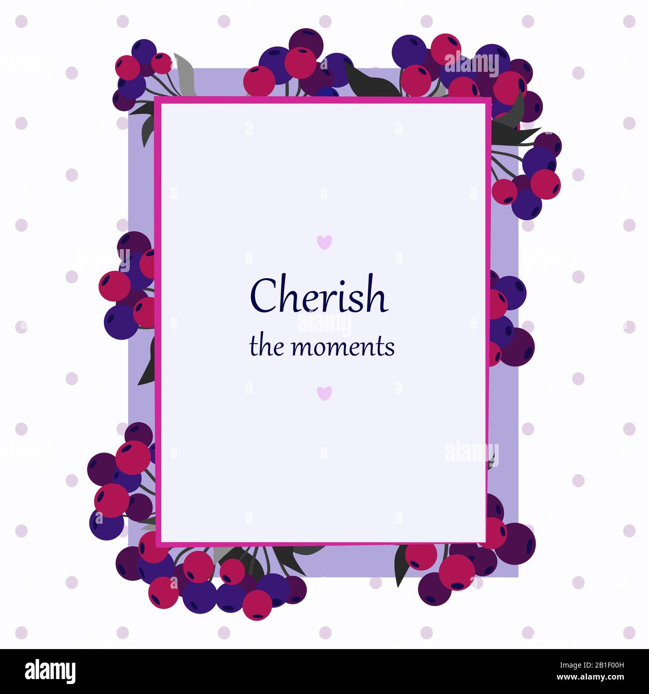 Bacche rosa e viola. Cornice floreale a molla Illustrazione Vettoriale