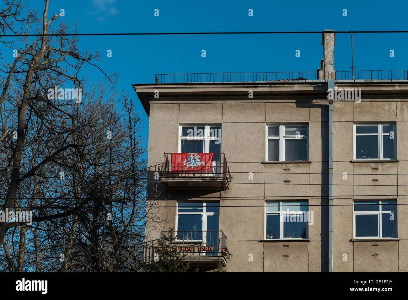 Stemma della Lituania bandiera sull'edificio Foto Stock