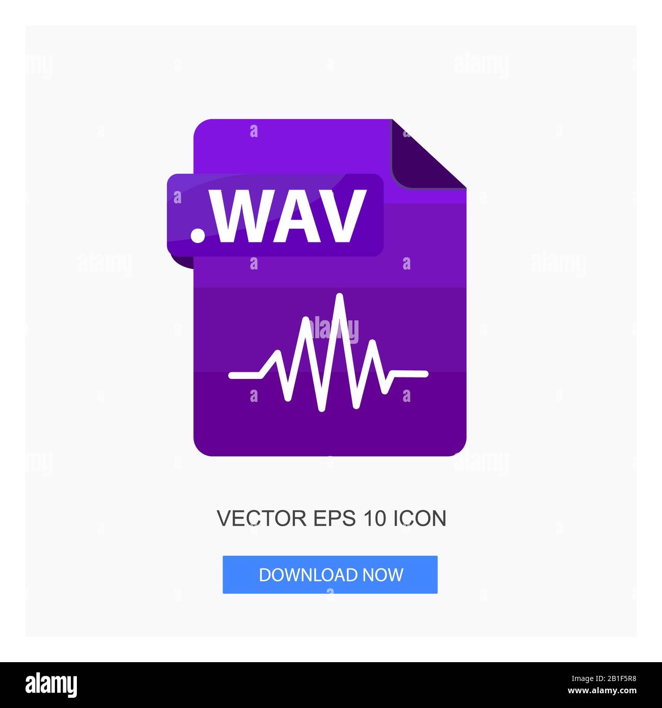 Formati Dei Documenti .Wav File Paper Purple Color Flat Icon Vector Illustration White Background Foto Stock