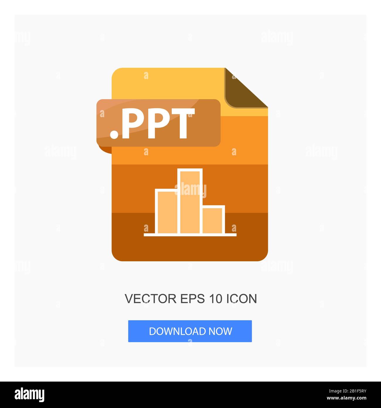 Formati Del Documento .Ppt File Carta Tono Giallo Icona Piatta Immagine Vettoriale Sfondo Bianco Foto Stock