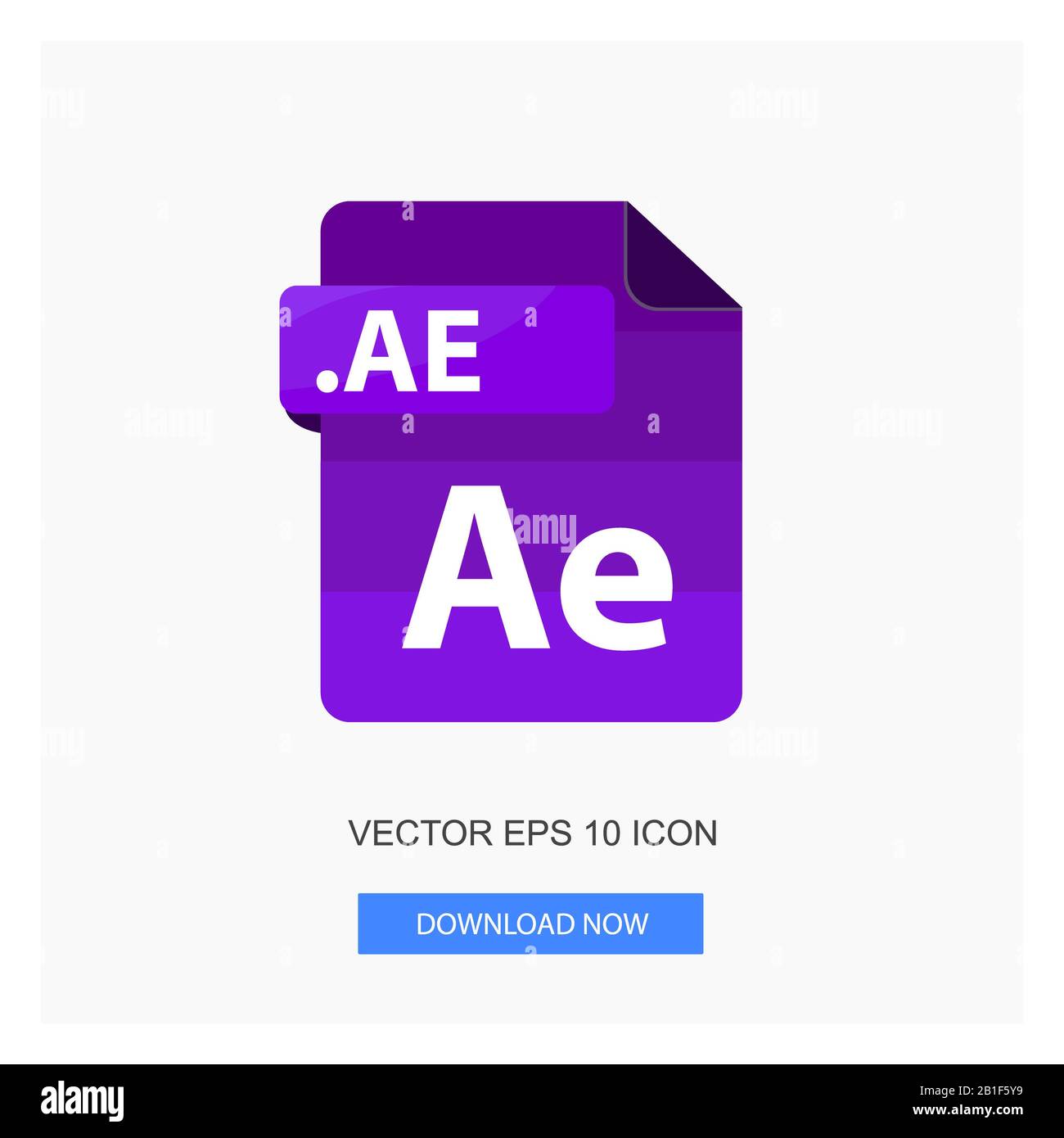 Formati Del Documento .Ae File Paper Purple Tone Colore Flat Icona Vector Illustrazione Sfondo Bianco Foto Stock