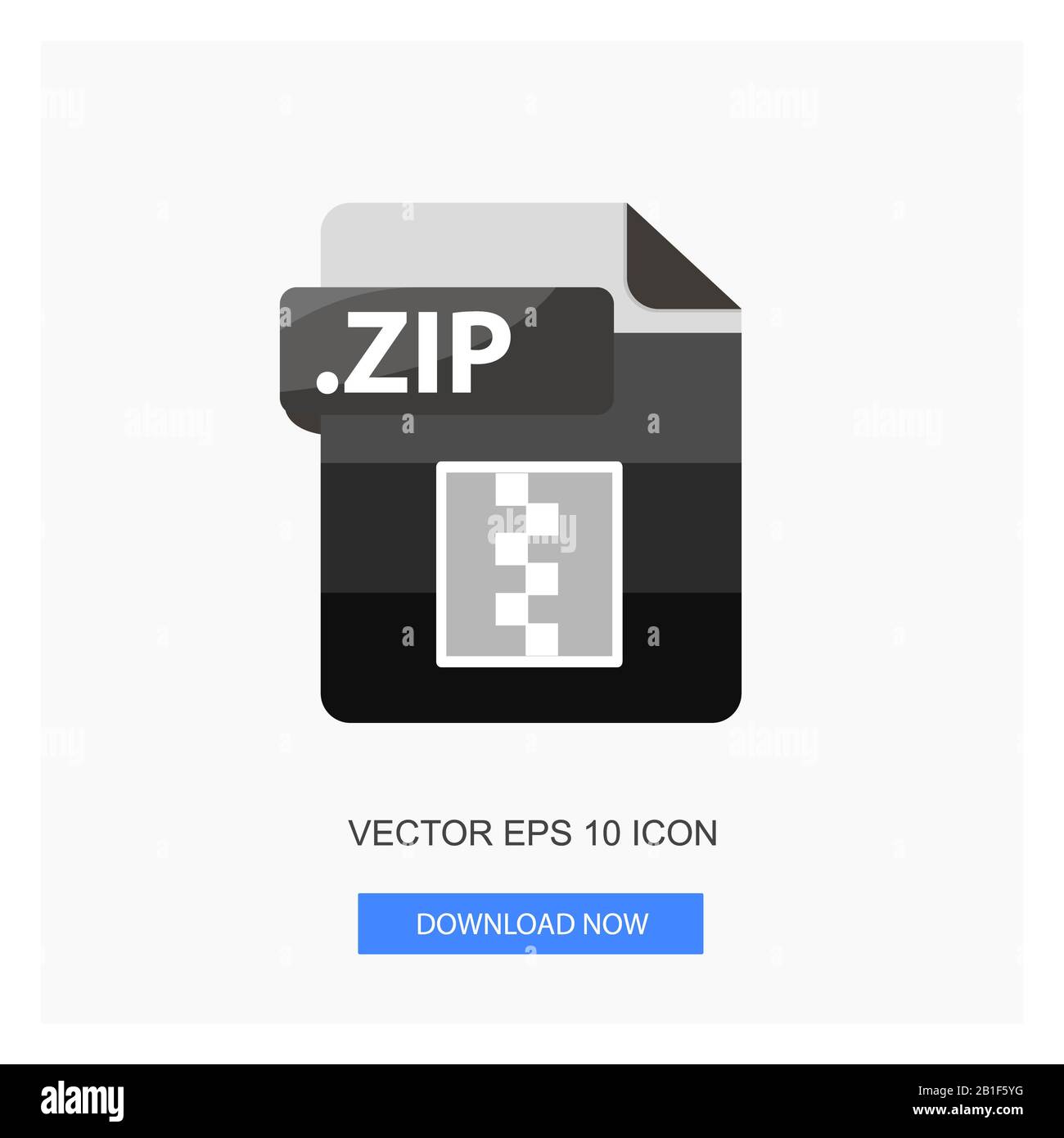 Formati Del Documento .Zip File Carta Colore Nero Icona Piatta Illustrazione Vettoriale Sfondo Bianco Foto Stock