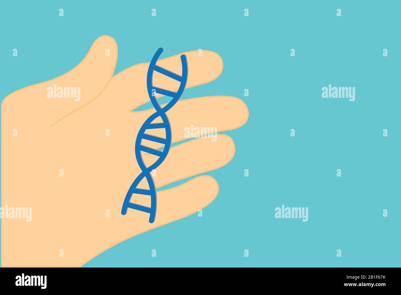 Mano che tiene una catena di DNA, vettore concettuale Illustrazione Vettoriale