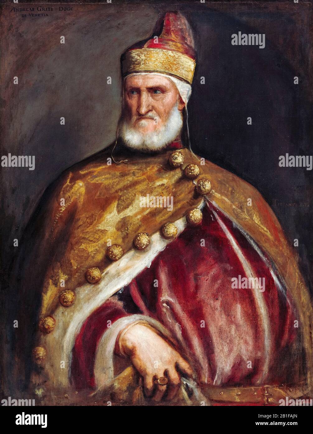 Doge Andrea Gritti (1455-1538), doge della Repubblica di Venezia, ritratto dipinto di Tiziano, Tiziano Vecellio, 1546-1550 Foto Stock