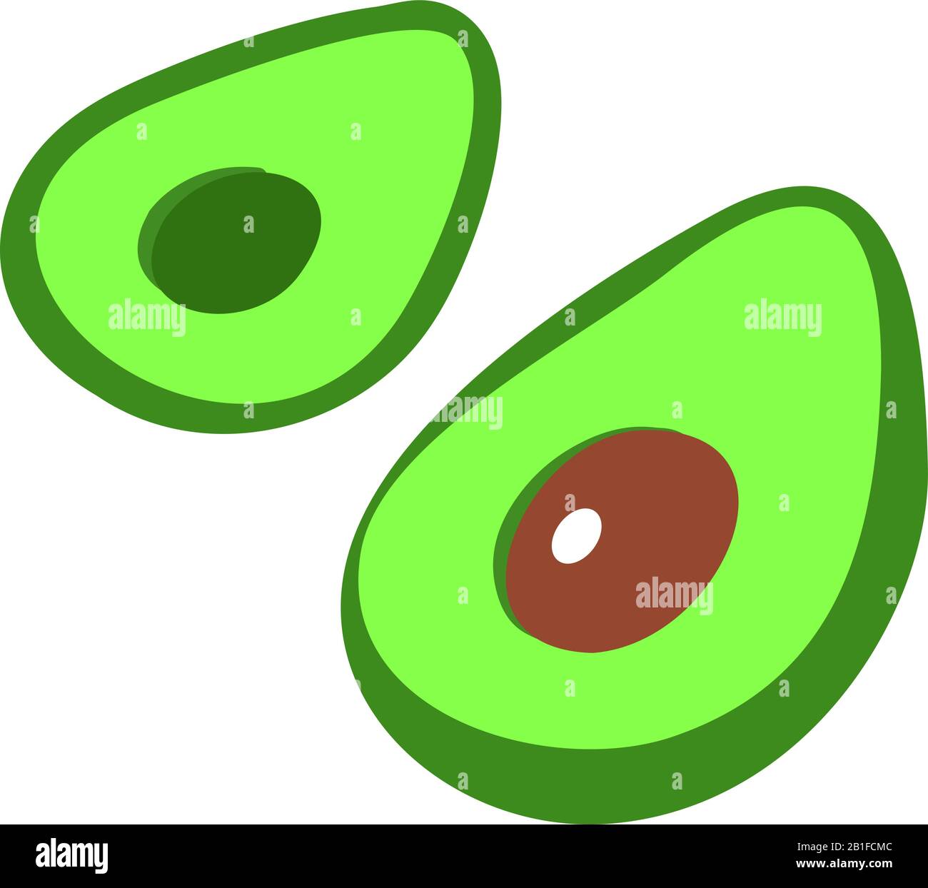 due metà di avocado semplice illustrazione vettoriale Illustrazione Vettoriale