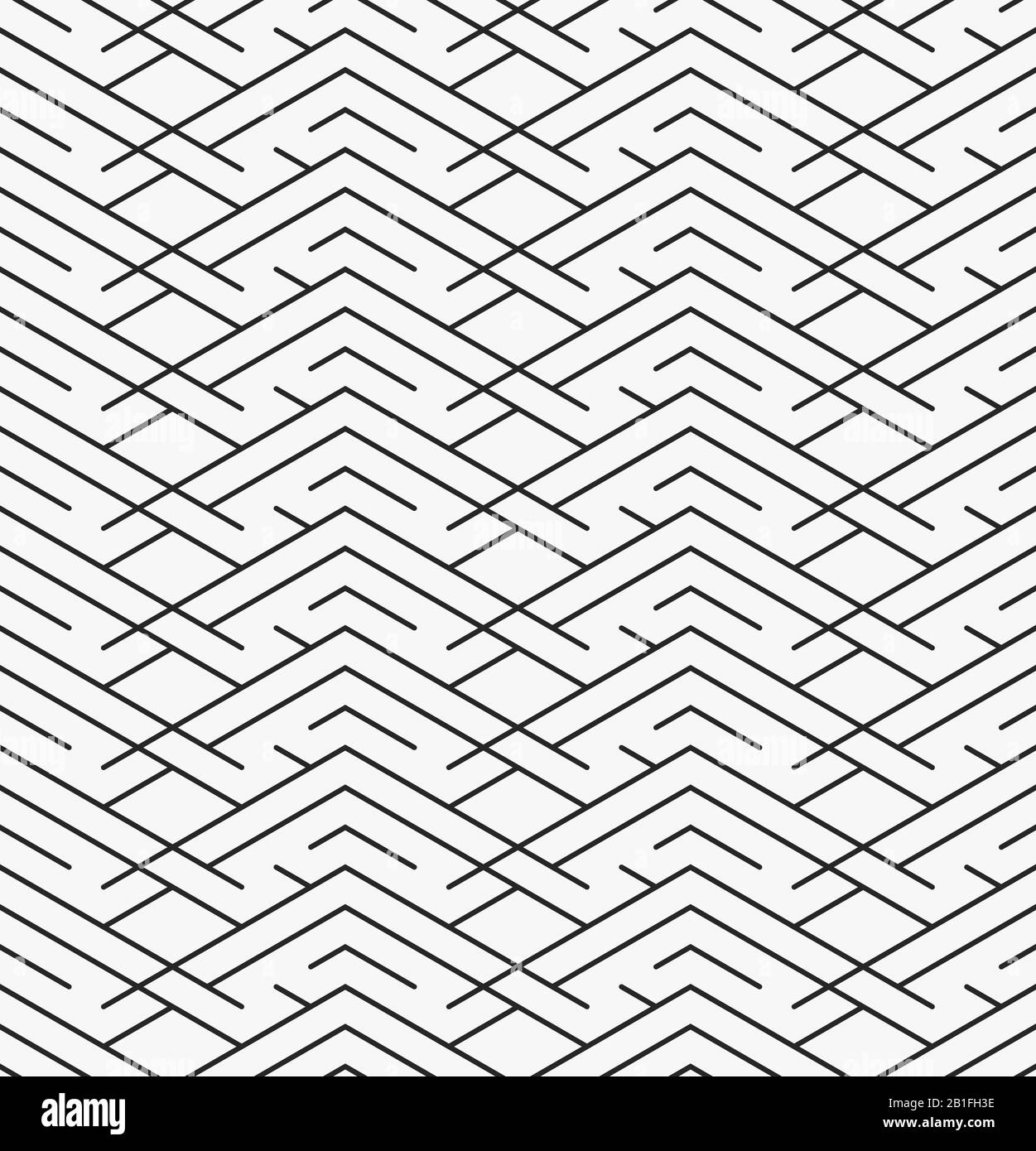 Motivo lineare senza cuciture con linea grigia scura e sfondo bianco. Disegno geometrico astratto della struttura. Illustrazione Vettoriale