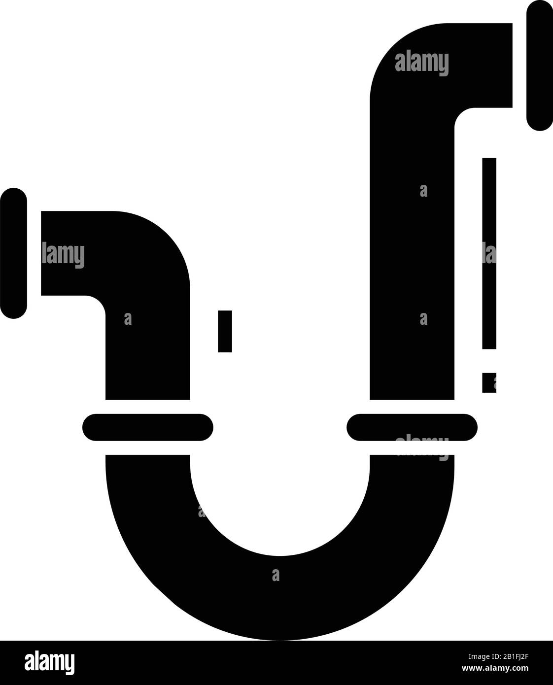 Icona nera del tubo da bagno, illustrazione concettuale, simbolo piatto vettoriale, simbolo glifo. Illustrazione Vettoriale