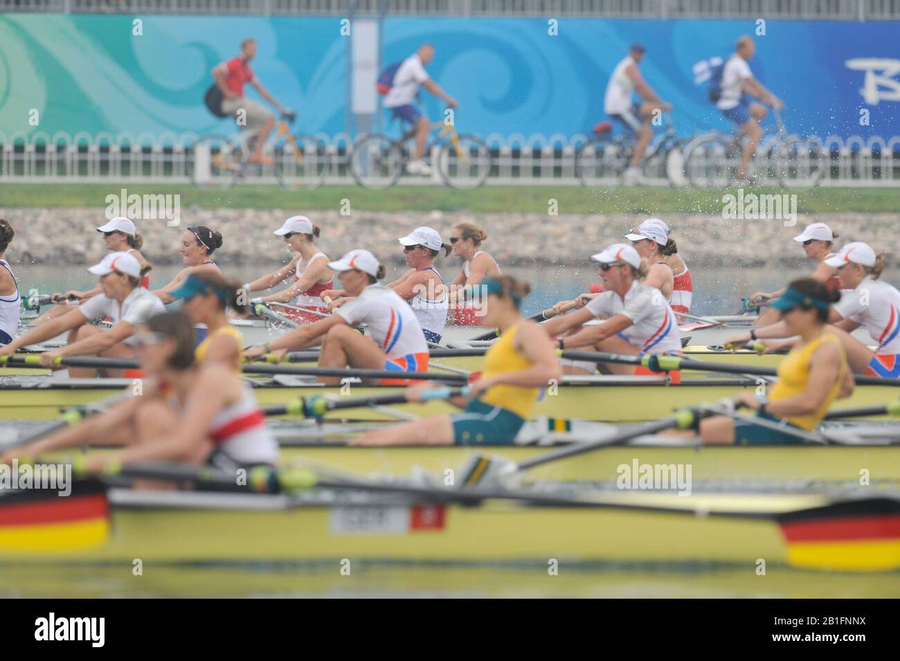 Shunyi, CINA. I cavalieri delle donne si rechage, alla Regata olimpica 2008, corso di aratura Shunyi. Martedì 12.08.2008 [Credito Obbligatorio: Peter Spurrier, Intersport Images] Foto Stock