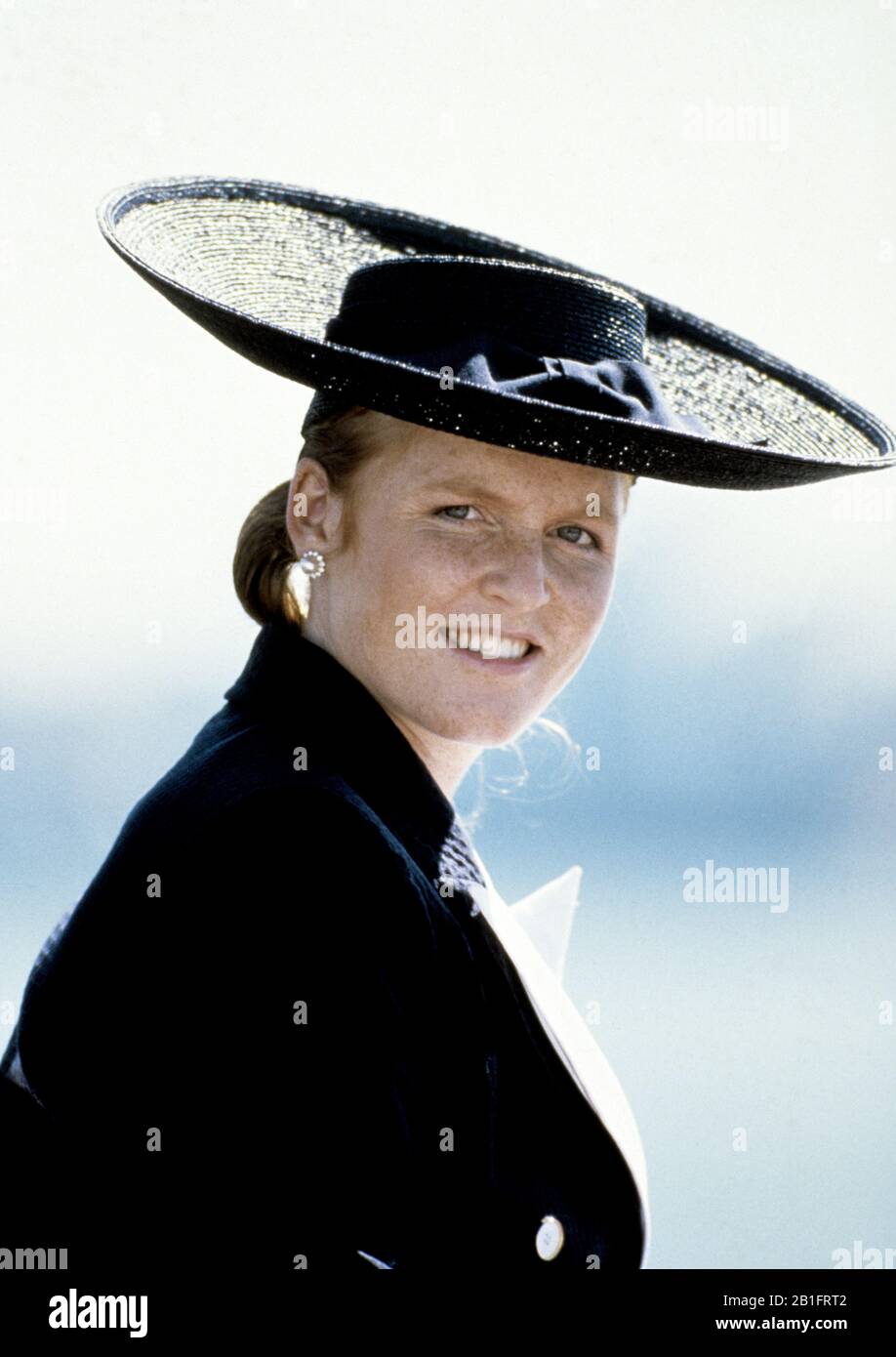 Sarah Ferguson - HRH Duchessa di York a bordo della HMS Edinburgh, Sydney durante il suo tour reale dell'Australia nell'ottobre 1988 Foto Stock