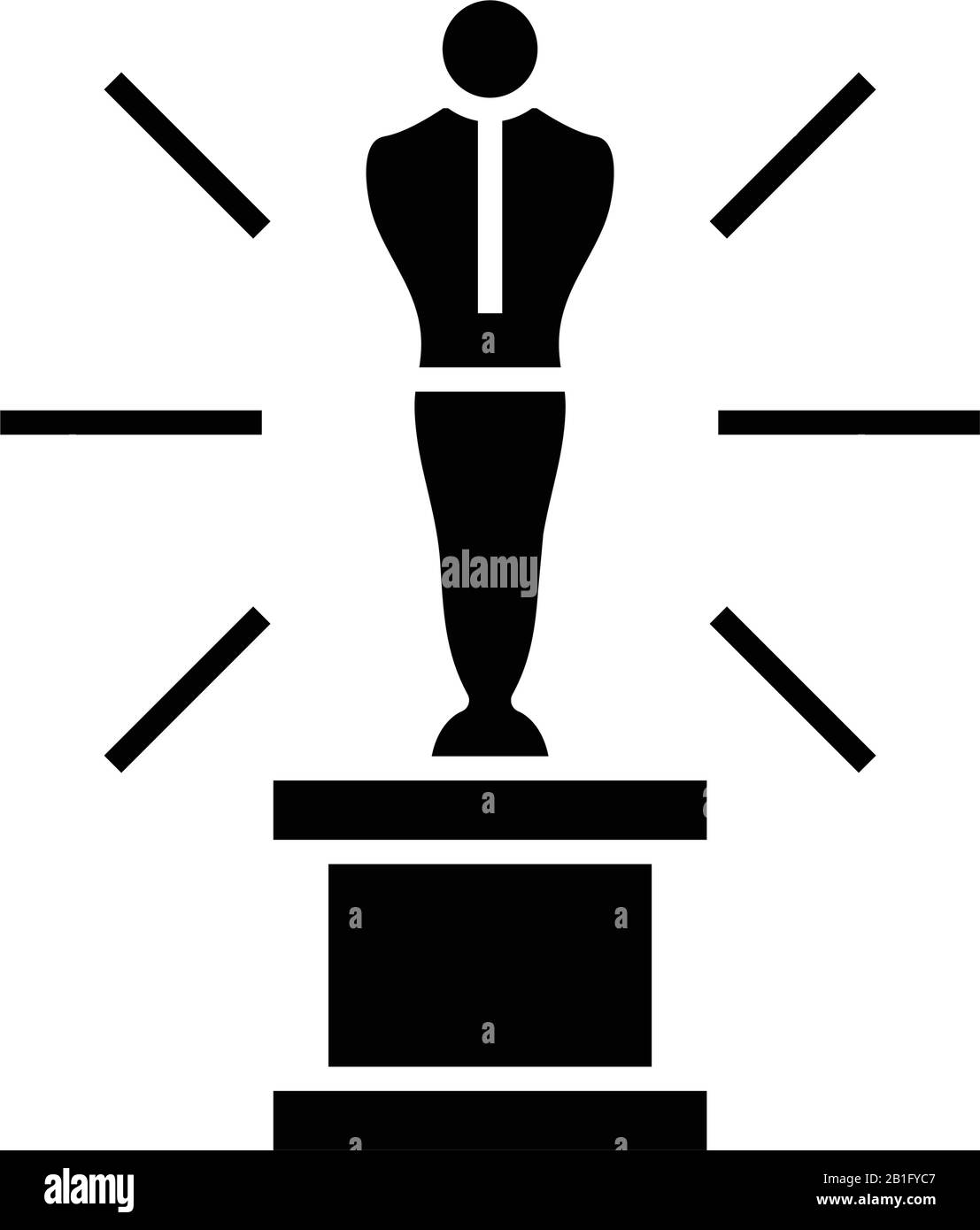 Icona nera del premio Academy, illustrazione concettuale, simbolo piatto vettoriale, simbolo glifo. Illustrazione Vettoriale