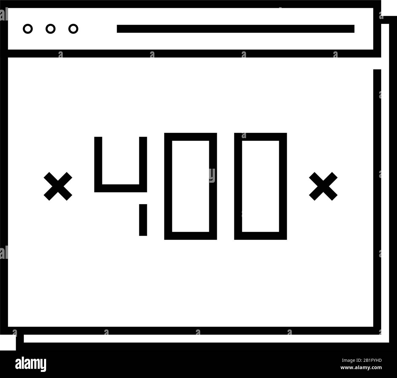 Errore icona riga pagina Web, simbolo concetto, illustrazione vettore contorno, simbolo lineare. Illustrazione Vettoriale