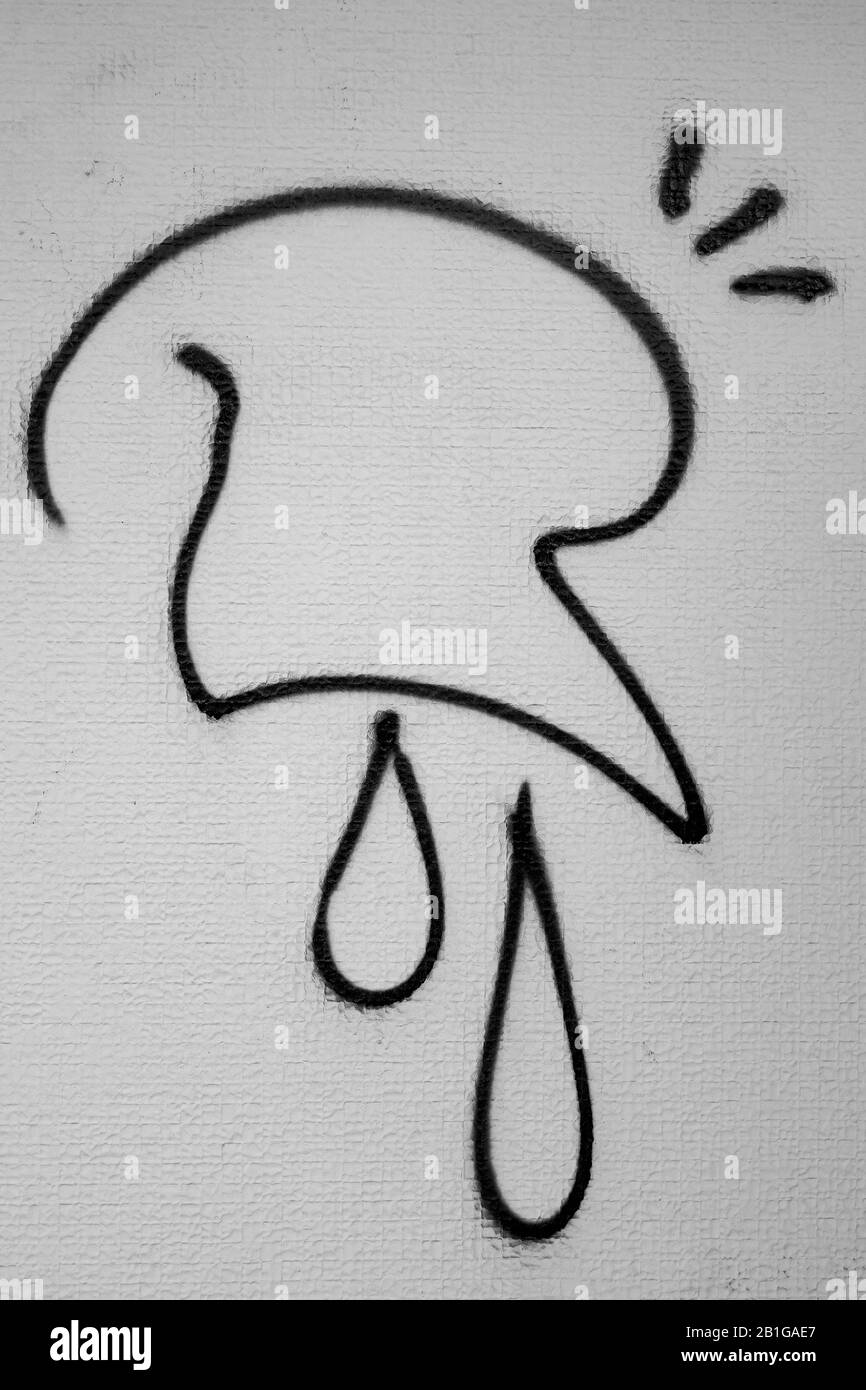 Graffiti moderni in porta Garibaldi Distrect di Milano, Italia, raffiguranti un quadrante stilizzato di pianto Foto Stock