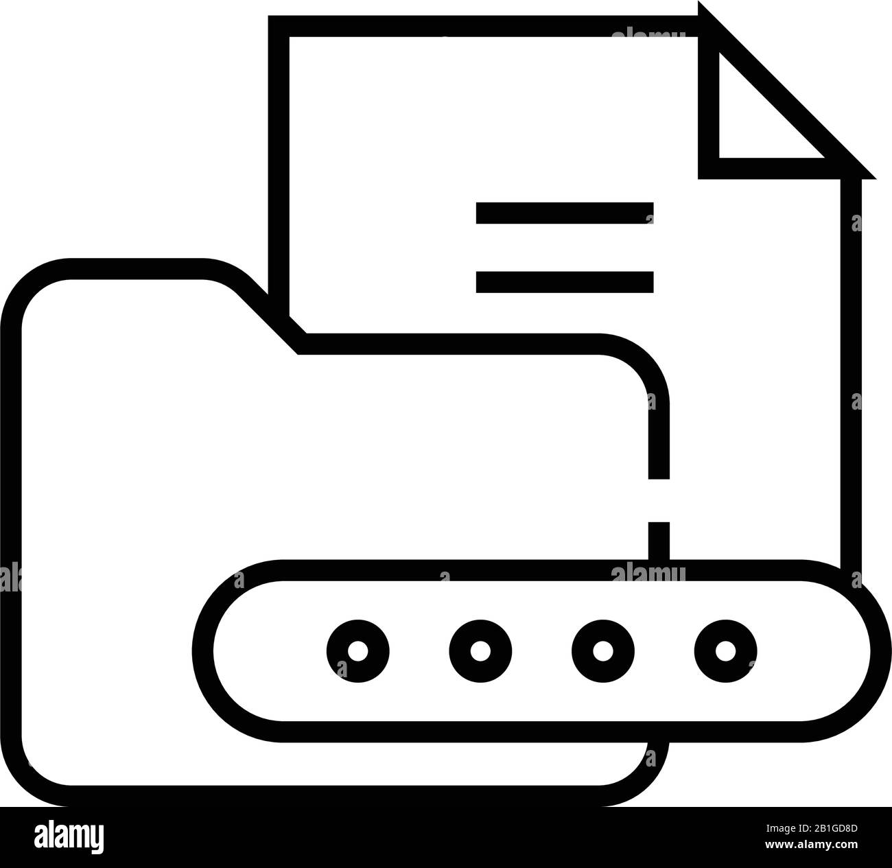 Icona della linea di accesso ai file, simbolo concettuale, illustrazione del vettore di contorno, simbolo lineare. Illustrazione Vettoriale