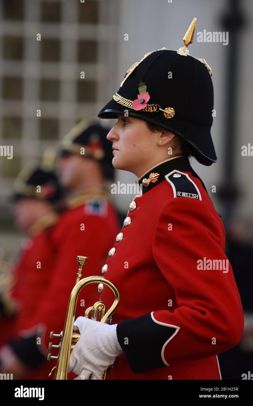 Soldato Nella Parata Della Memoria. Cardiff, 2019 Foto Stock