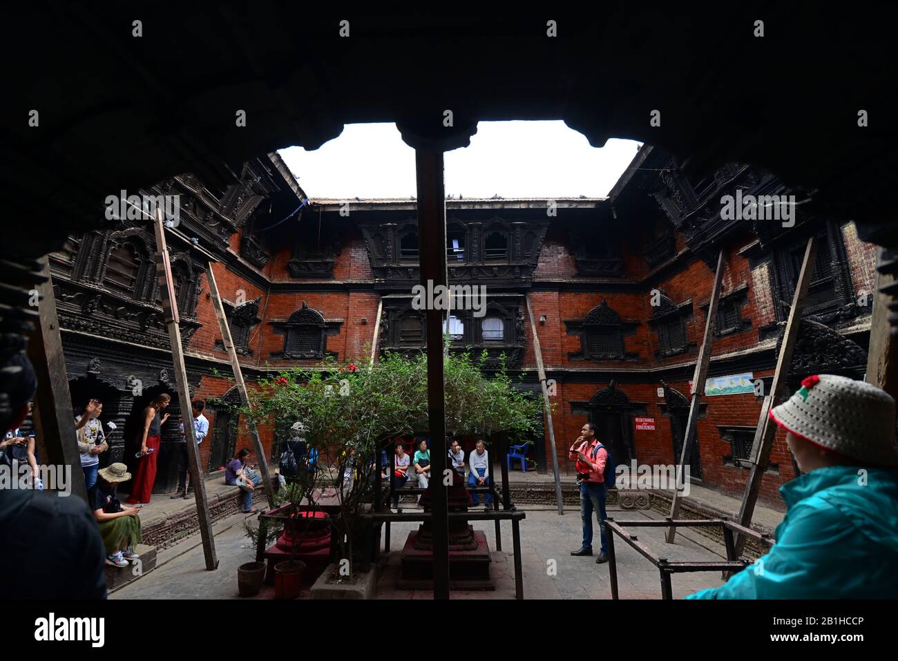 Il Cortile Interno Di Kumari Ghar (Kumari Chowk), Hanuman Dhoka Palazzo, Kathmandu Durbar Square, Kathmandu, Nepal. Foto Stock