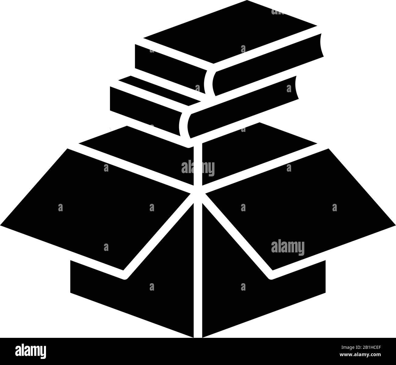 Icona nera libri, illustrazione concettuale, simbolo piatto vettoriale, simbolo glifo. Illustrazione Vettoriale