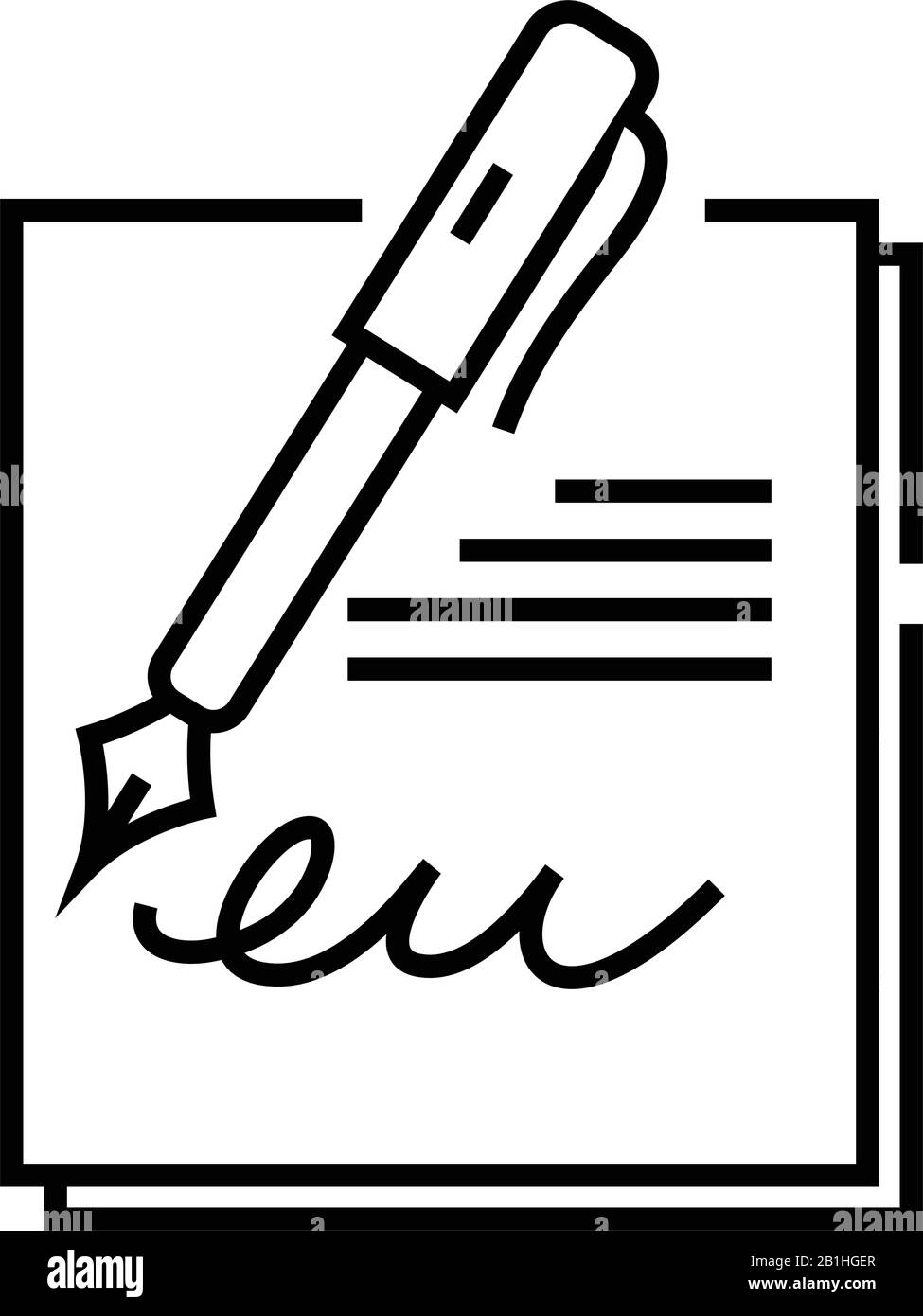 Esecuzione dell'icona della riga del documento, del simbolo concettuale, dell'illustrazione del vettore del contorno, del simbolo lineare. Illustrazione Vettoriale