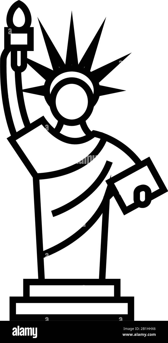 Icona della linea della statua Freedom, simbolo concettuale, illustrazione vettoriale outline, simbolo lineare. Illustrazione Vettoriale