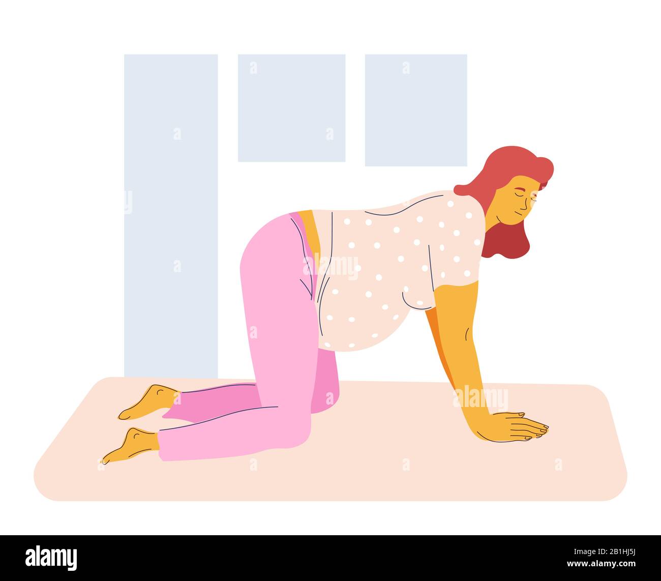 Parto preparazione icona isolata, donna incinta in palestra Illustrazione Vettoriale