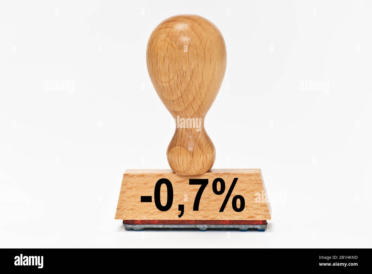 un timbro con l'iscrizione meno 0,7 per cento Foto Stock