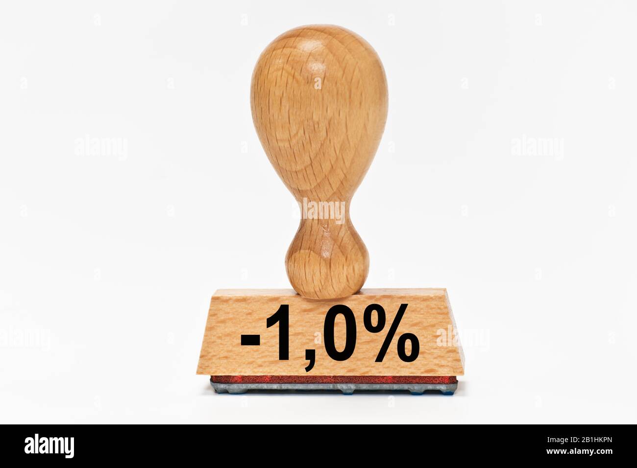 un timbro con la scritta meno 1,0 percento Foto Stock