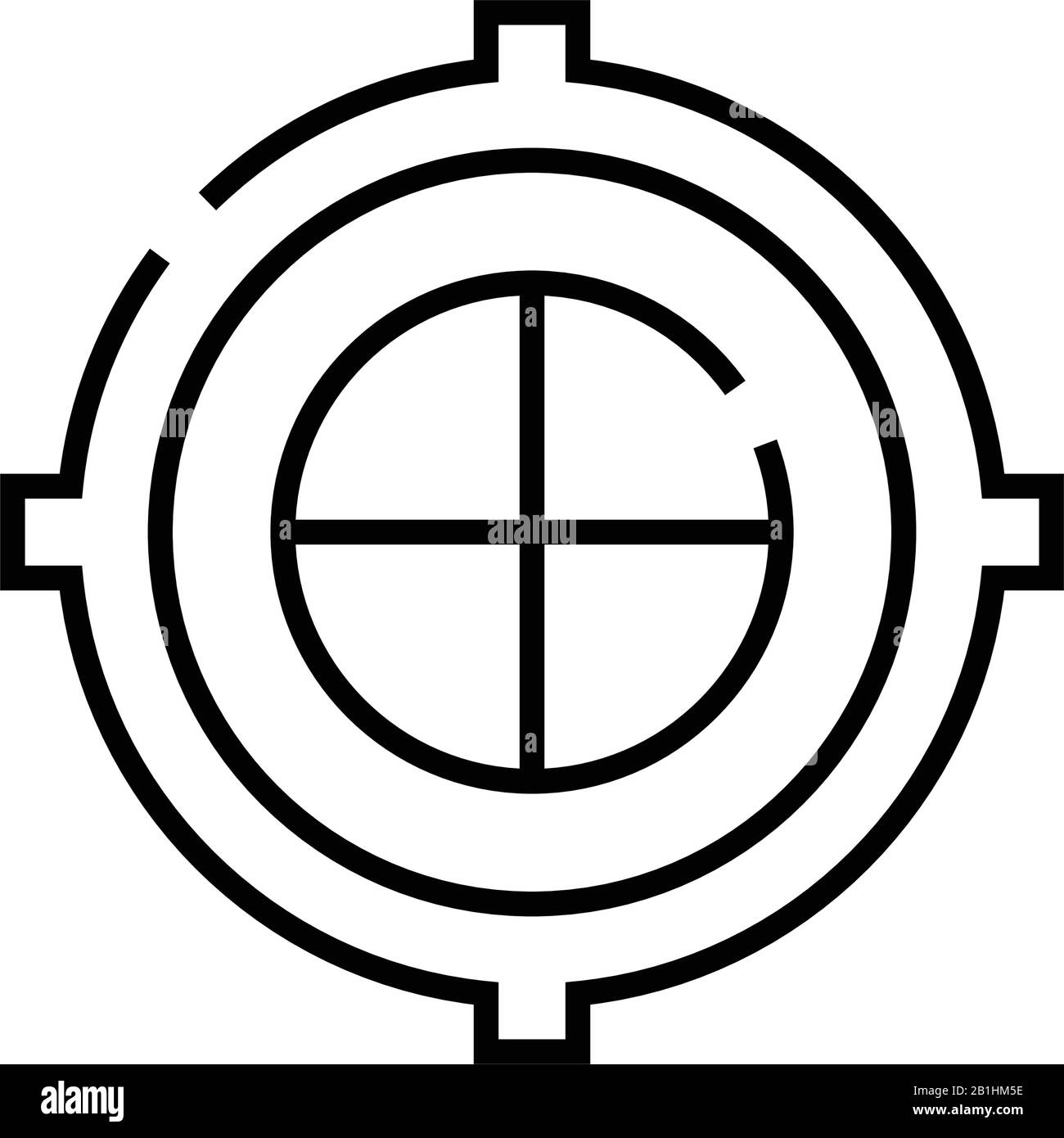 Icona della linea di messa a fuoco, simbolo concettuale, illustrazione del vettore di contorno, simbolo lineare. Illustrazione Vettoriale