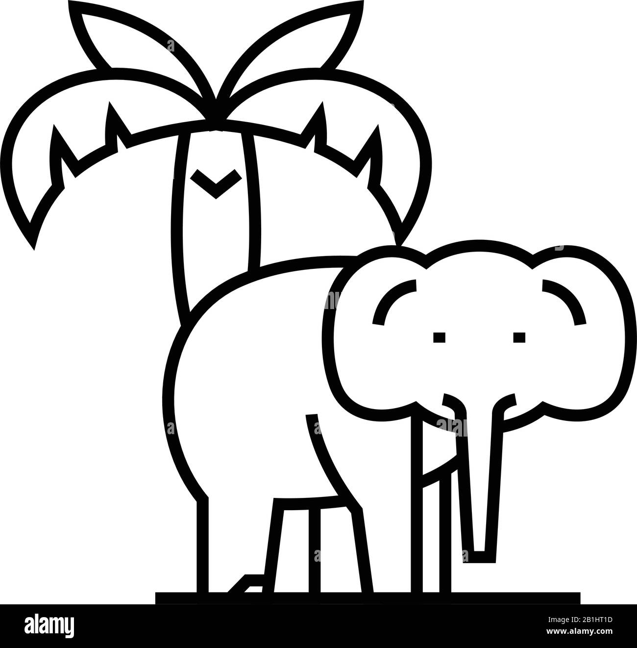 Elephant linea resort icona, concept sign, illustrazione vettore contorno, simbolo lineare. Illustrazione Vettoriale