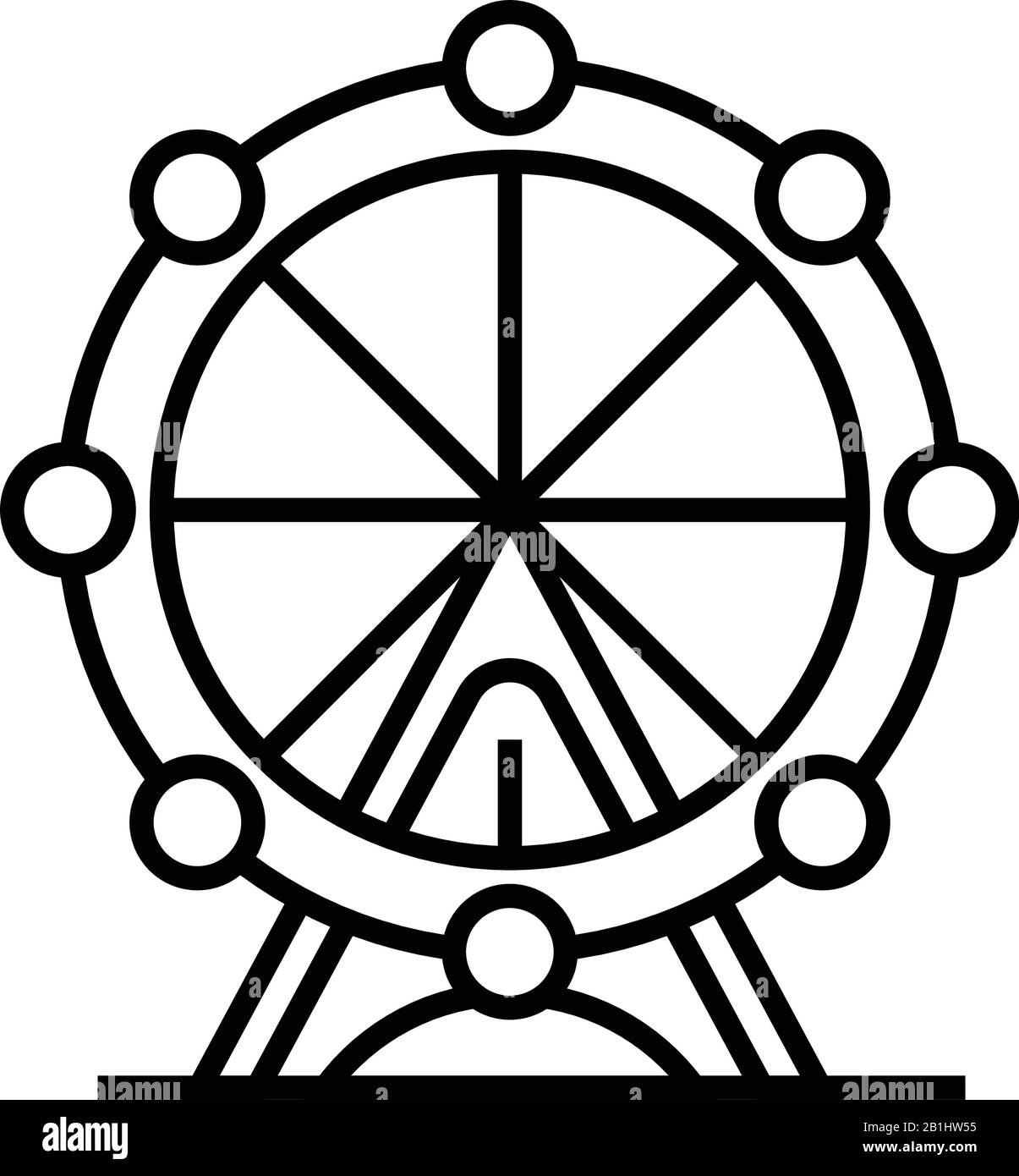 Icona della linea della ruota panoramica, simbolo concettuale, illustrazione del vettore di contorno, simbolo lineare. Illustrazione Vettoriale