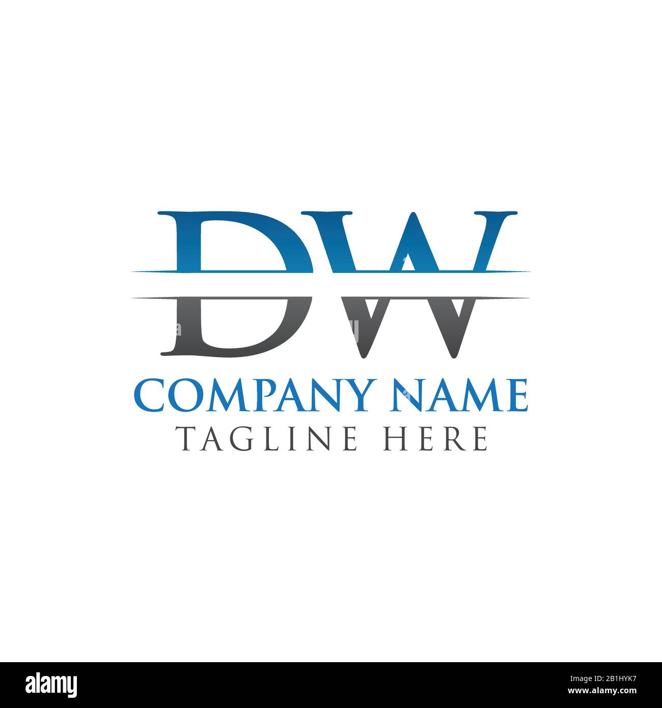 Vettore Di Disegno Iniziale Con Logo Dw Letter Con Colore Blu E Grigio. Design del logo DW Illustrazione Vettoriale
