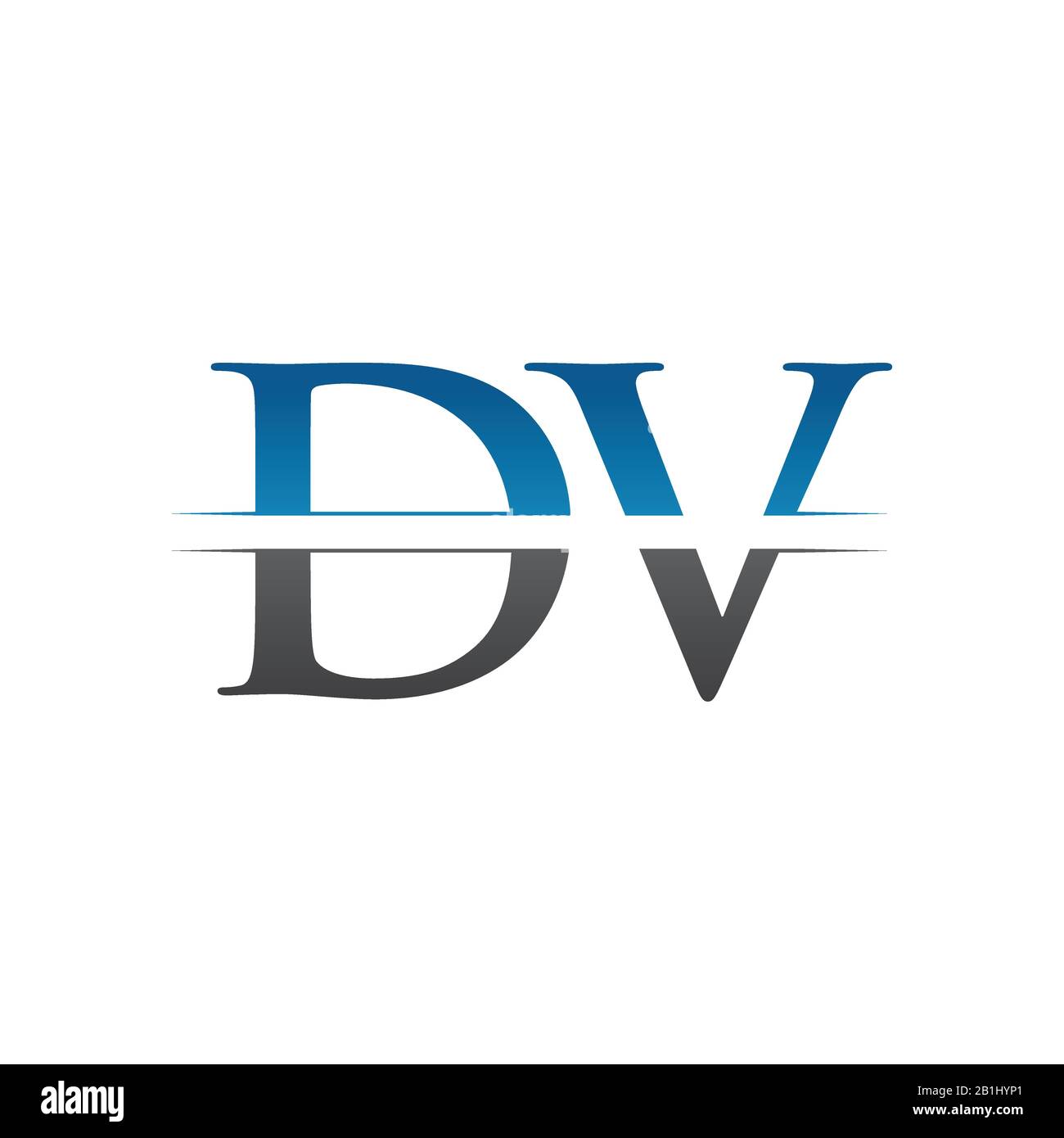 Vettore Di Disegno Iniziale Con Logo Dv Letter Con Colore Blu E Grigio. Logo DV Illustrazione Vettoriale