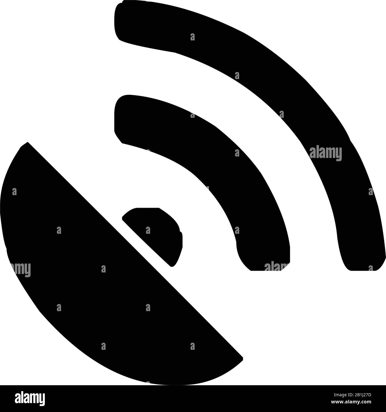 wifi, wifi, internet wireless e antenna satellitare (2 strisce nere, orientata verso destra e verso l'alto), simbolo, contorno, illustrazione vettoriale, isolato Illustrazione Vettoriale