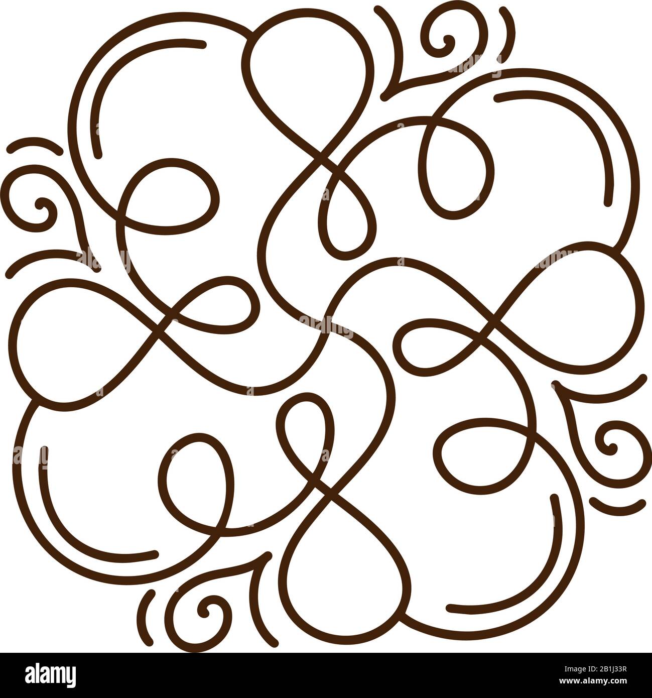 Fiorire immagine della cornice del vettore monolina. Calligraphy disegnato a mano stile ornamento vintage per logo, invito, matrimonio, regali, foto, monogramma Illustrazione Vettoriale