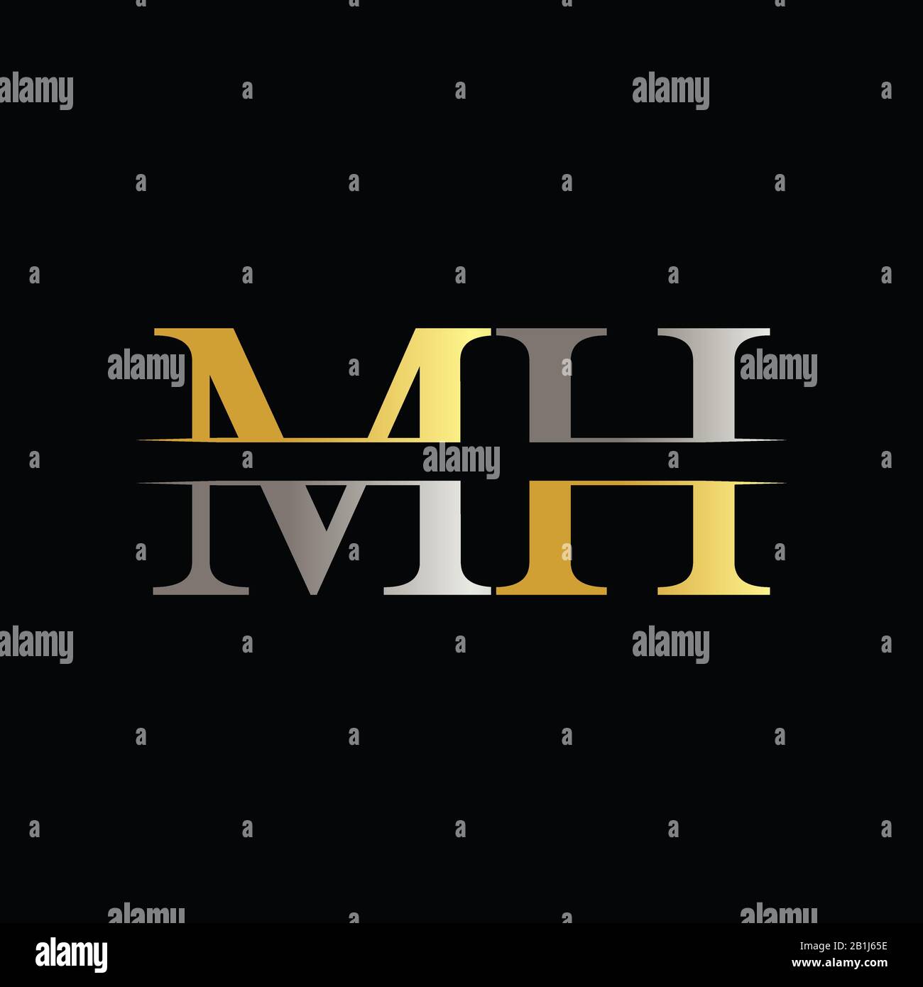 MH iniziale lettera Logo Design template vettoriale. Lettera astratta MH Design del logo Illustrazione Vettoriale