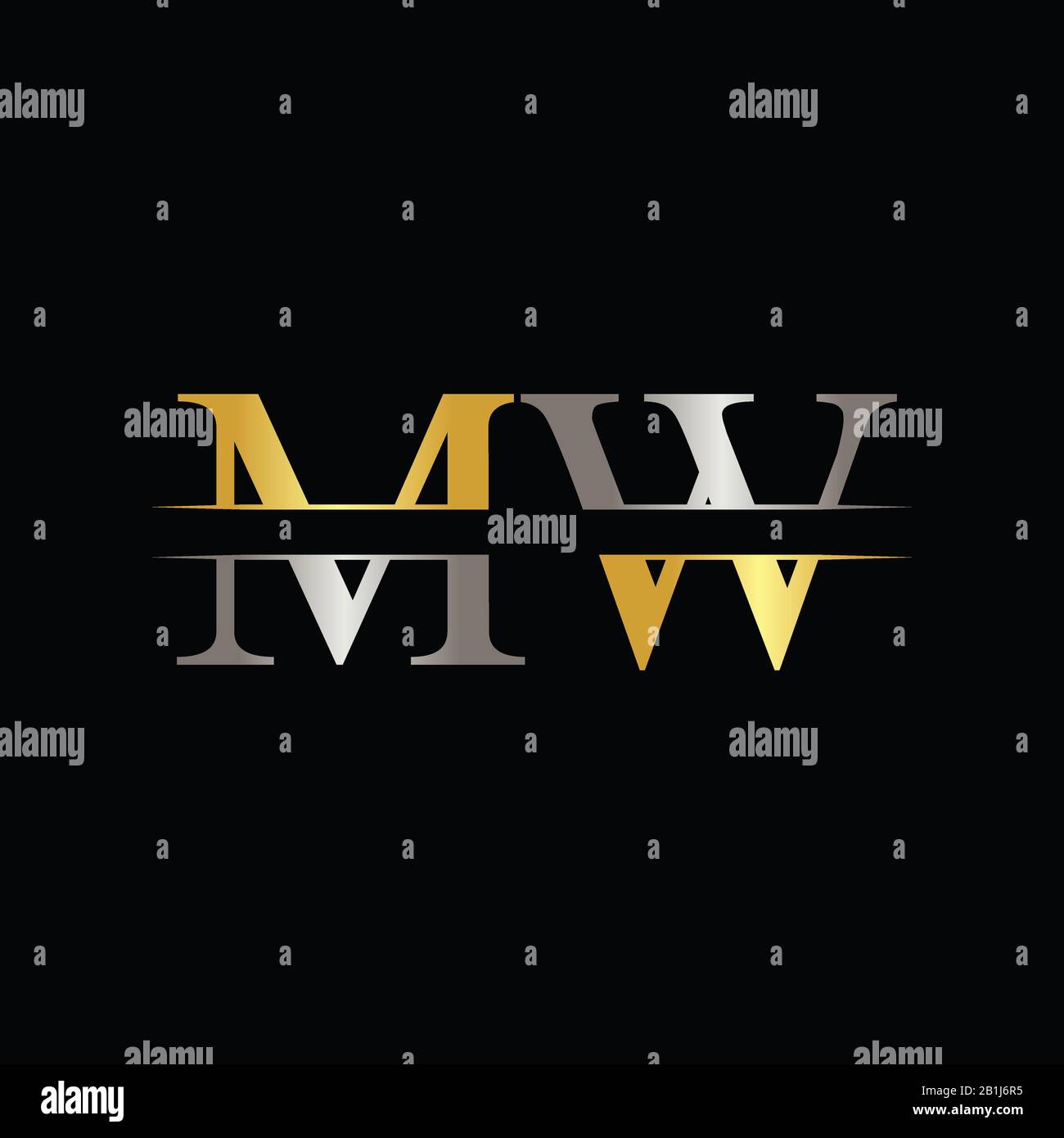 MW iniziale lettera Logo Design template vettoriale. Lettera astratta MW logo Design Illustrazione Vettoriale