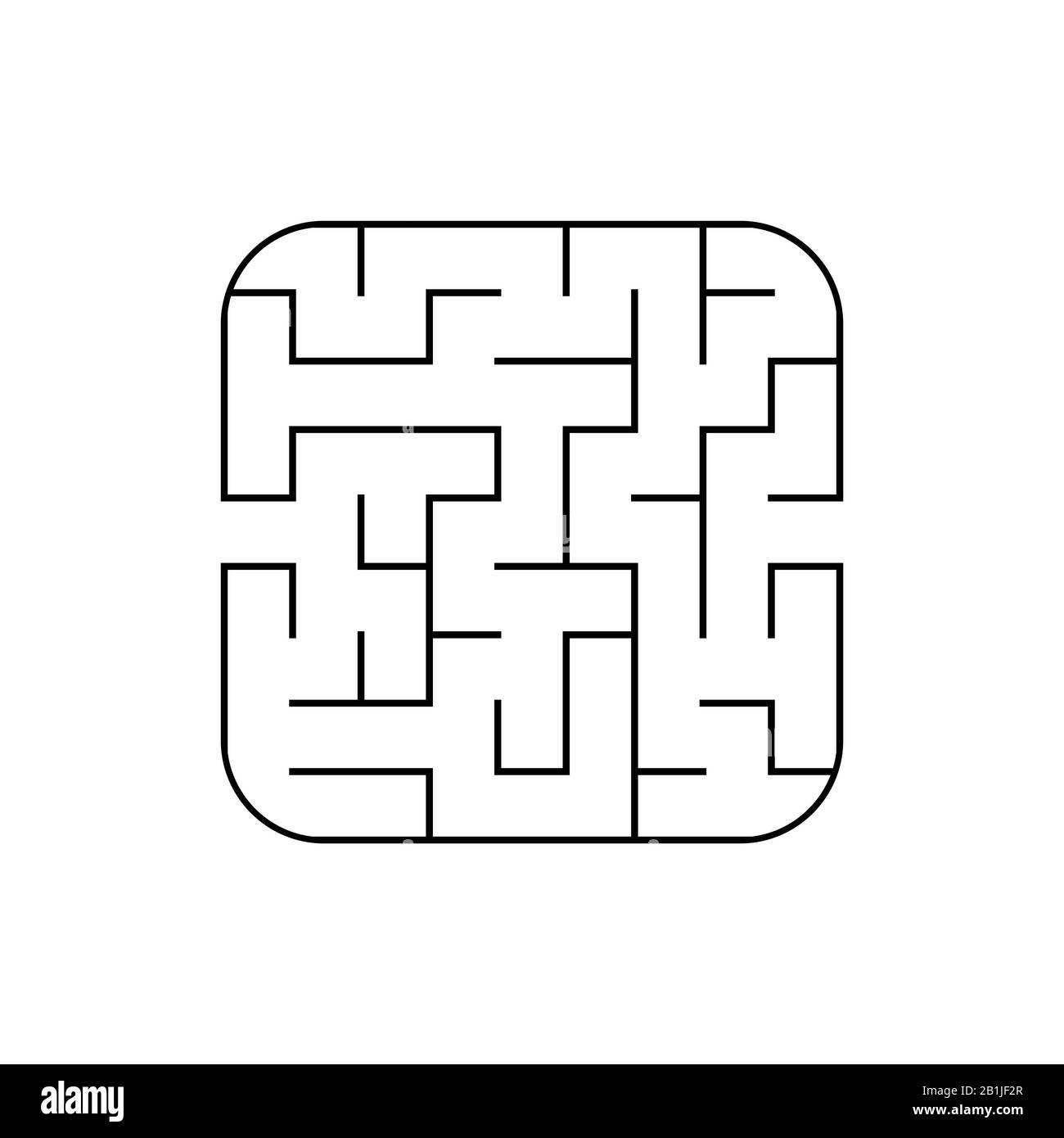 Labirinto quadrato astratto. Gioco per bambini. Puzzle per bambini. Labirinto enigma. Immagine vettoriale piatta isolata su sfondo bianco Illustrazione Vettoriale