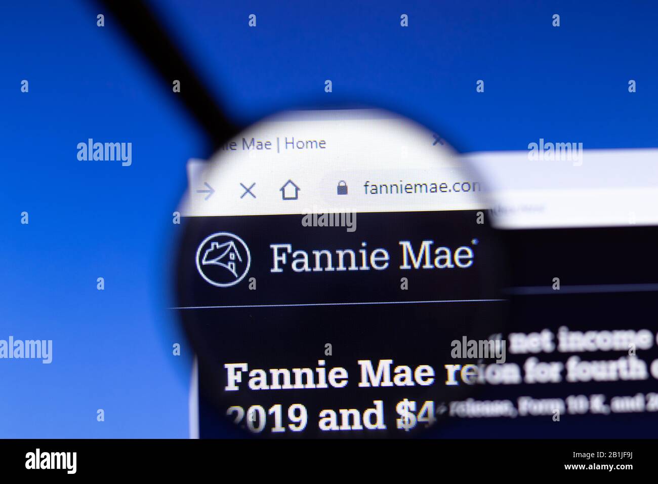 Los Angeles, California, Stati Uniti - 25 Febbraio 2020: Icona della homepage del sito web di Fannie Mae. Logo Fanniemae.com visibile sullo schermo, Illustrativo Foto Stock
