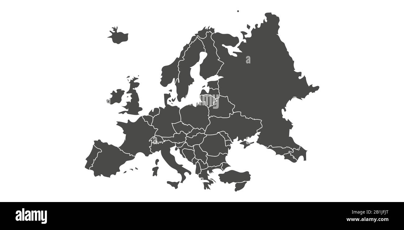 Vettore mappa Europa con confini nazionali Illustrazione Vettoriale