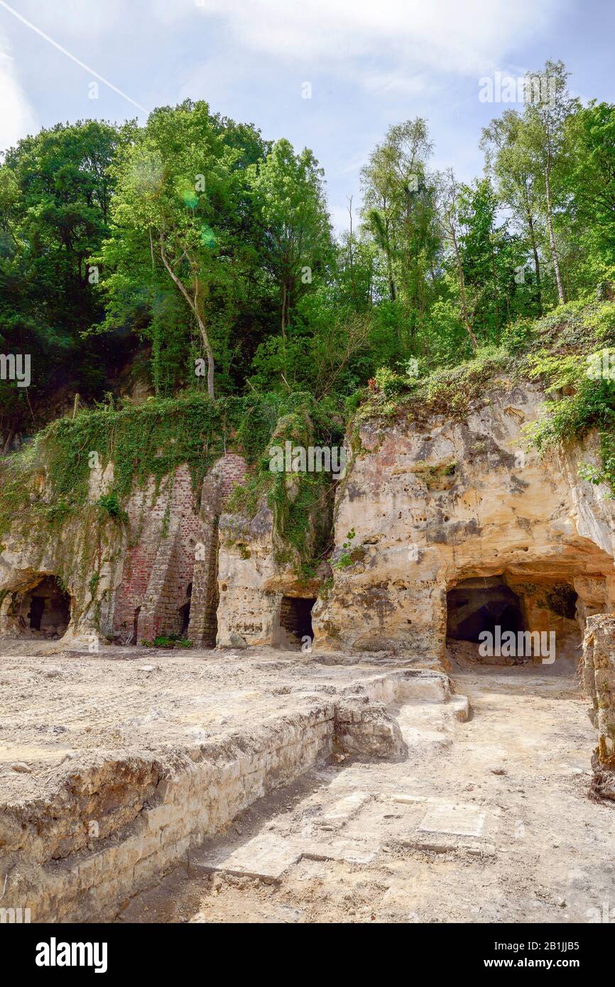Grotte della cava di calcare Curfsgroeve, Paesi Bassi, Limburgo, Curfsgroeve Foto Stock
