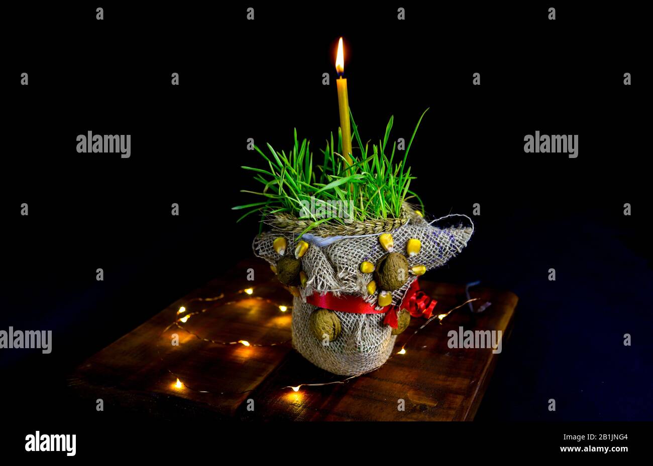 Grano di Natale con candela - SIMBOLO DEL CRISTIANESIMO Foto Stock