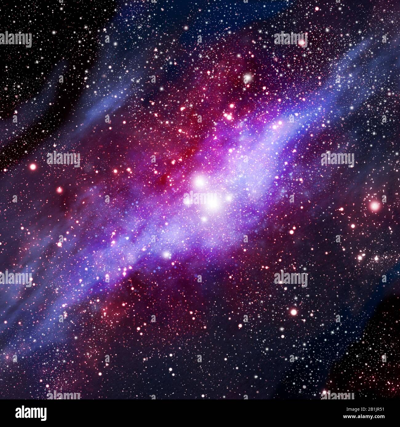 Stelle nel cielo notturno. Spazio. Supernova. Nuvola magenta Foto Stock