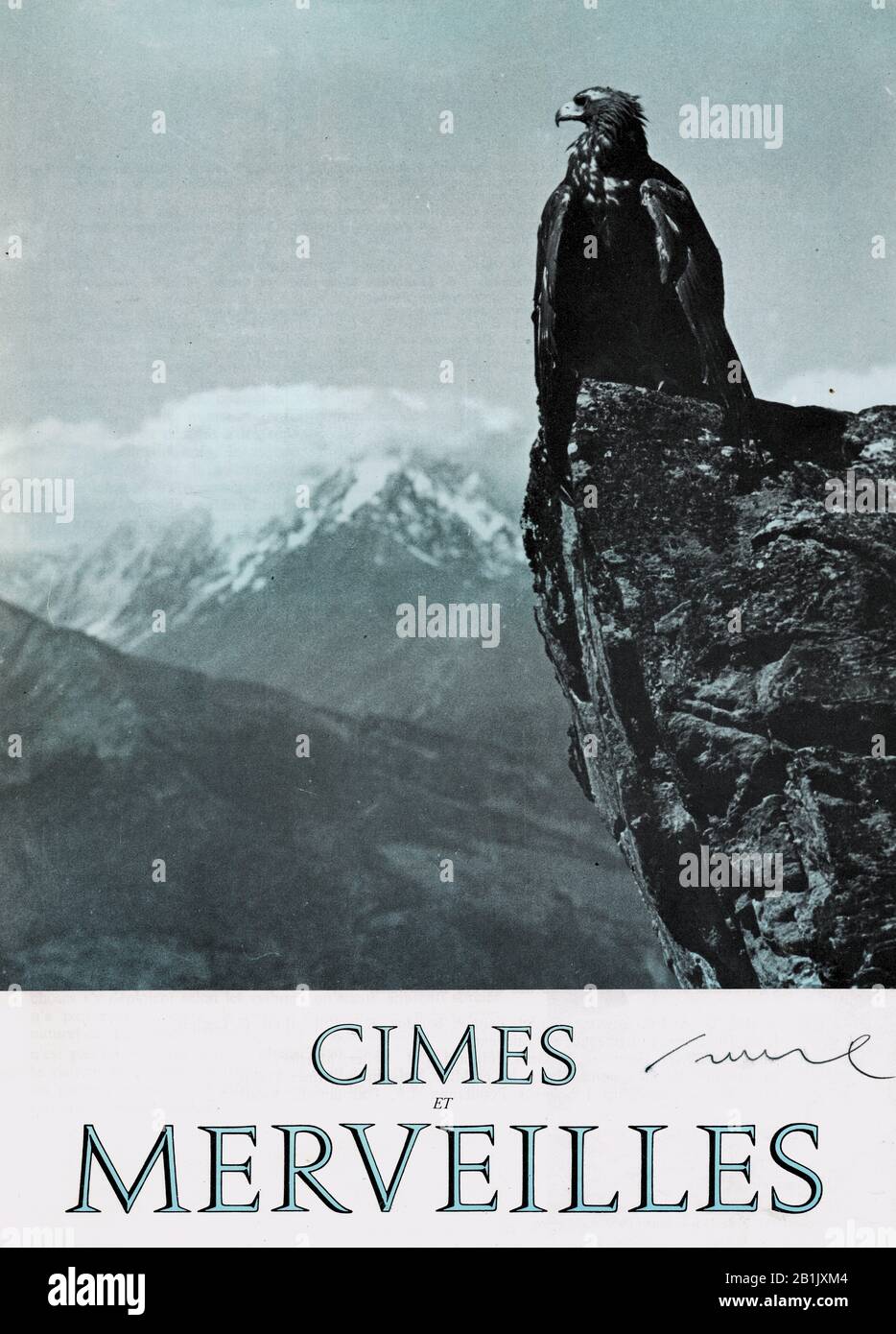 "Cimes et Merveilles", copertina di un opuscolo distribuito in vista di una conferenza tenuta dall'esploratore-speaker Samivel, Francia Foto Stock