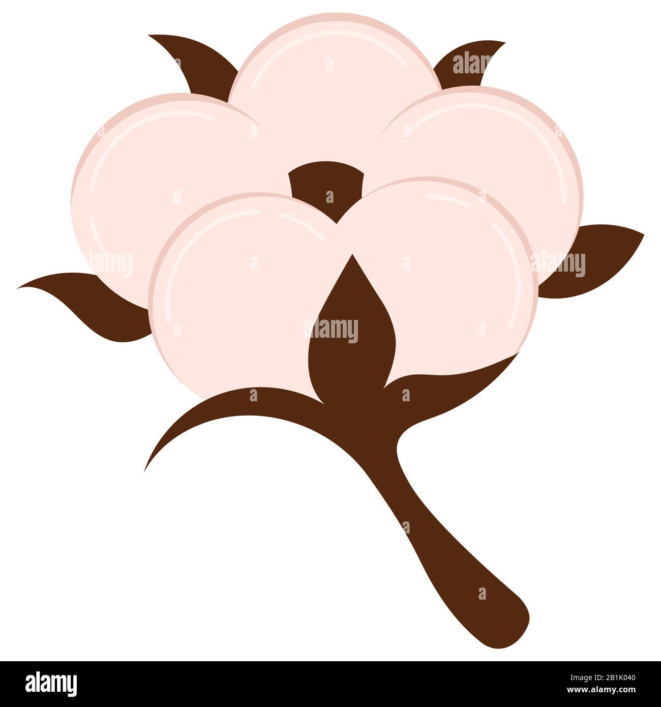 Icona fiore di cotone isolato su sfondo bianco. Illustrazione Vettoriale