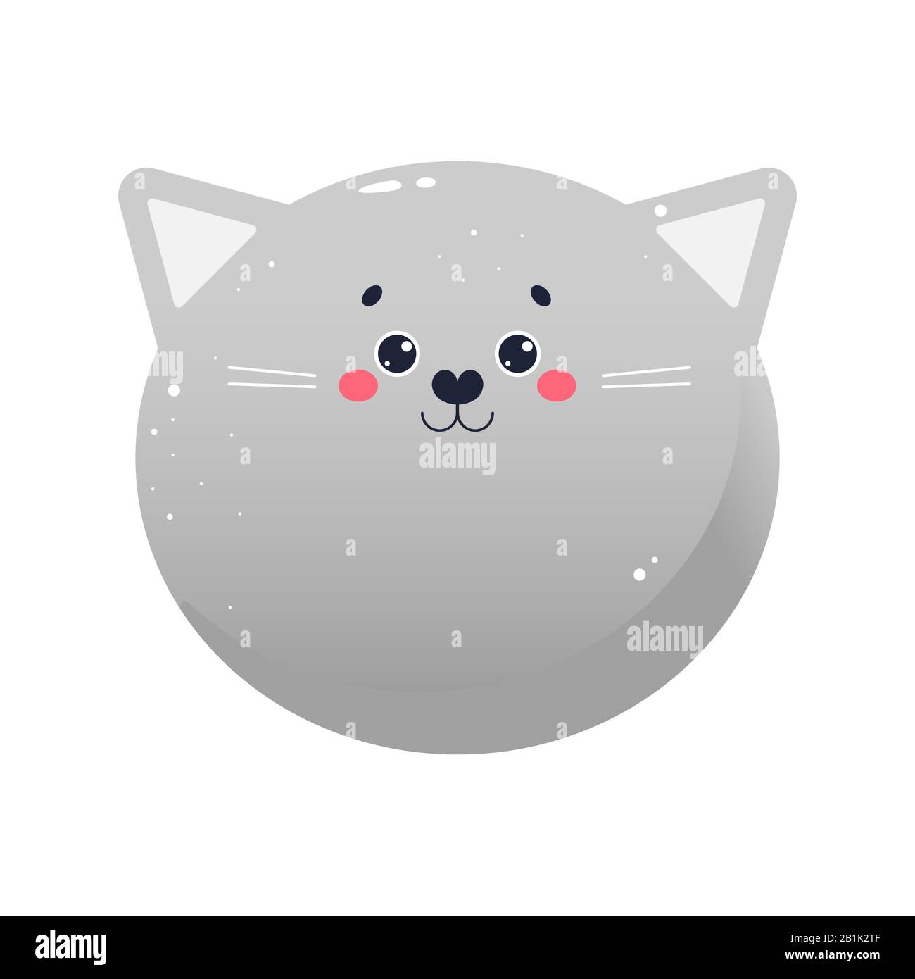 Carino Kawaii Cat. Animale isolato su sfondo bianco. Illustrazione del vettore Illustrazione Vettoriale