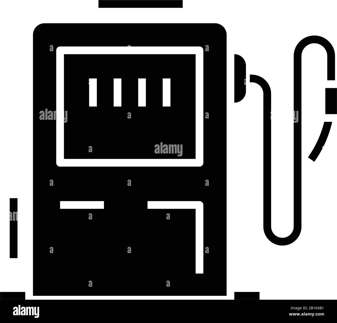 Icona nera del carburante per auto, illustrazione concettuale, simbolo piatto vettoriale, simbolo glifo. Illustrazione Vettoriale